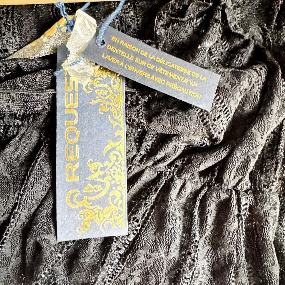 Vintage Request Black Lace Babydoll Chemise Top S NWT